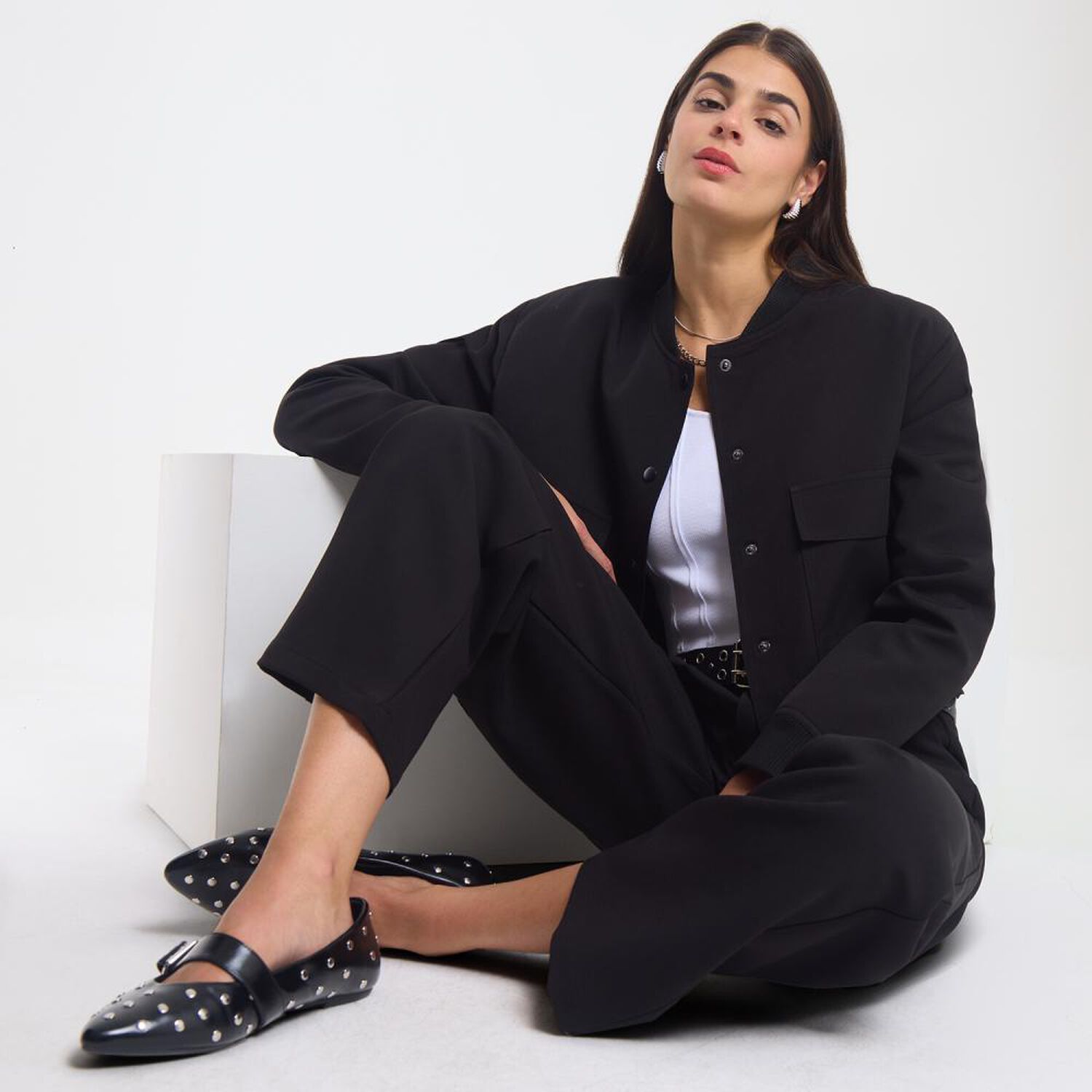 Chaqueta Bomber Cuello Mao Mujer Rolly Go image number 1.0