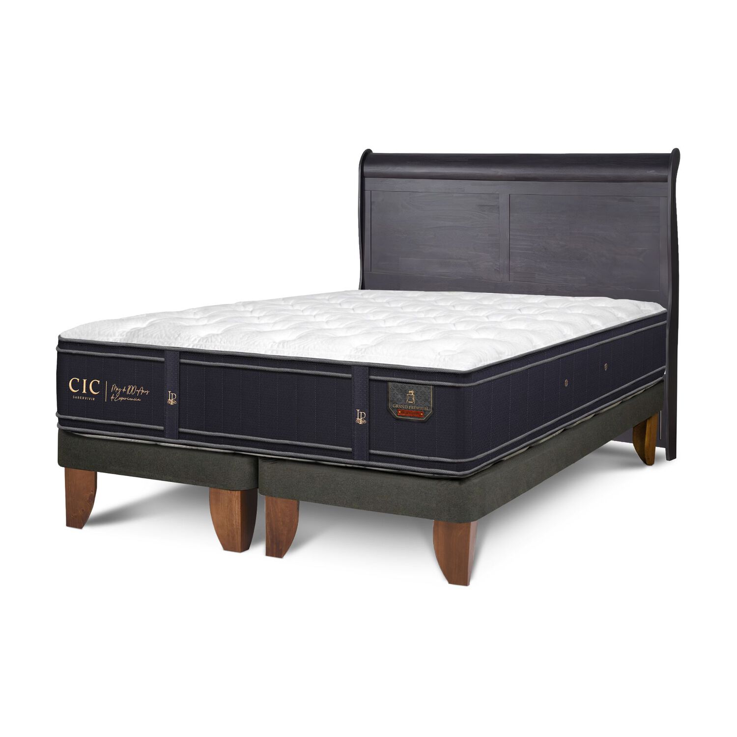 Cama Europea Cic Linea Premium / 2 Plazas / Base Dividida + Respaldo image number 1.0