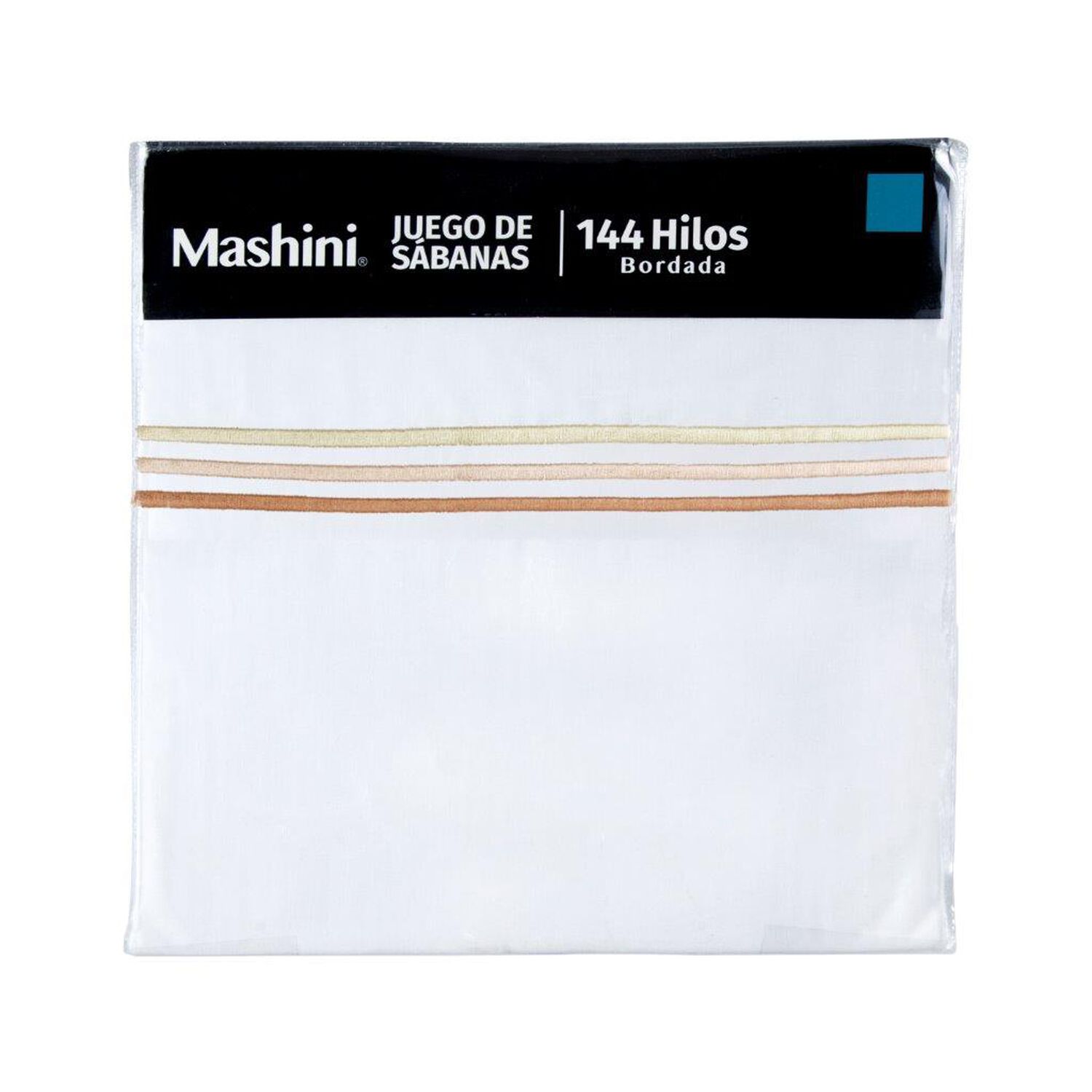 Sabana Bordada 144 Hilos Mashini 2 Plazas Line Beige image number 2.0