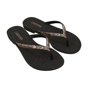 Sandalia Mujer Negro/dorado Amor Flor Grendha