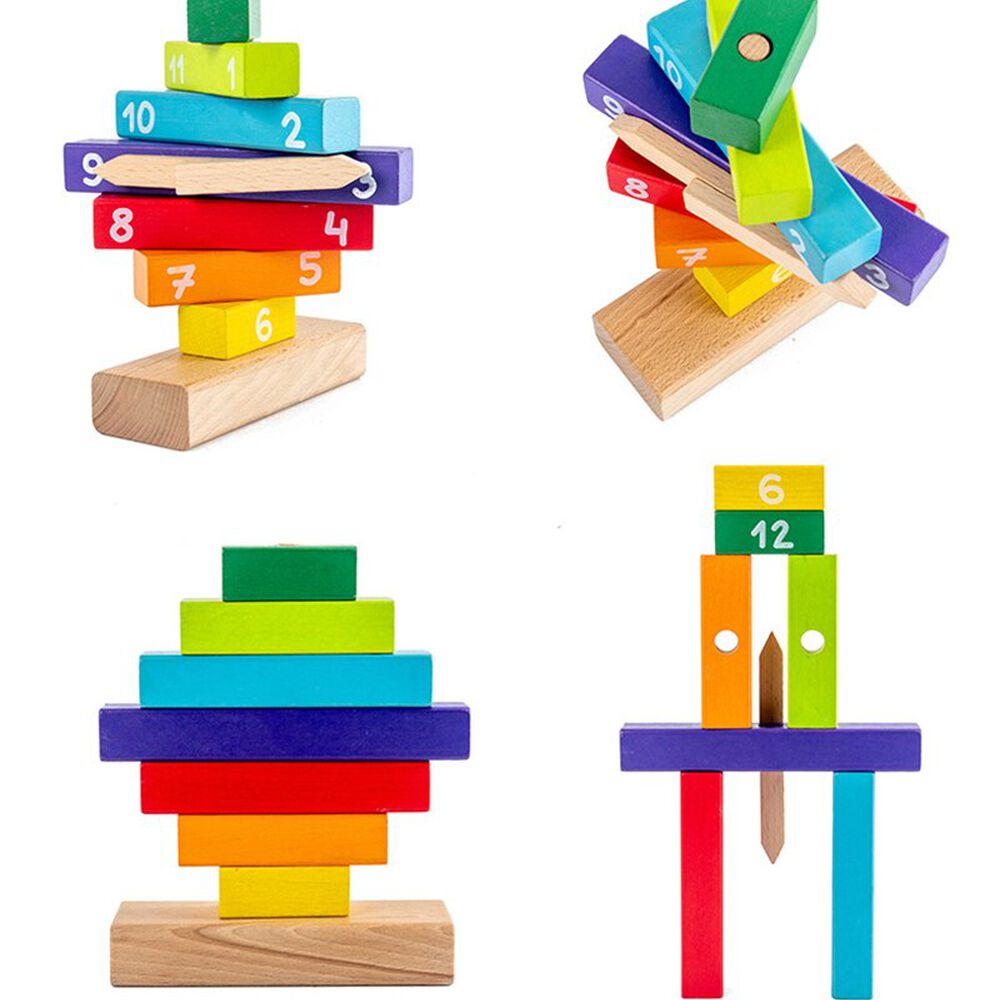 Puzzle De Madera Reloj Bloques Apilable Didáctico Montessori image number 5.0