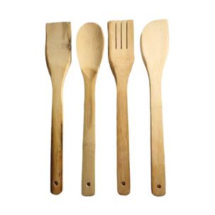 Set Utensilios 4 Piezas Bambú Cocina Antiadherente
