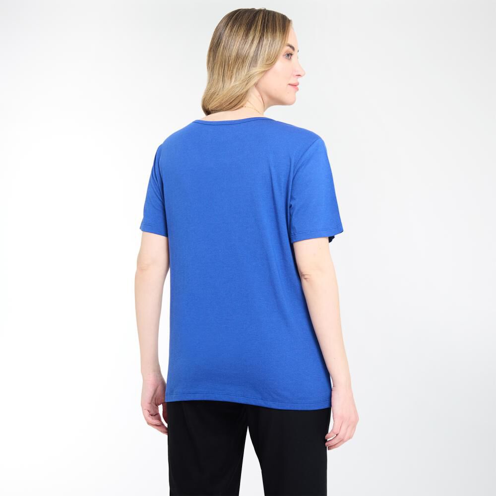 Polera Lisa Manga Corta Cuello Redondo Con Apicaci&oacute;n Mujer Lesage image number 3.0