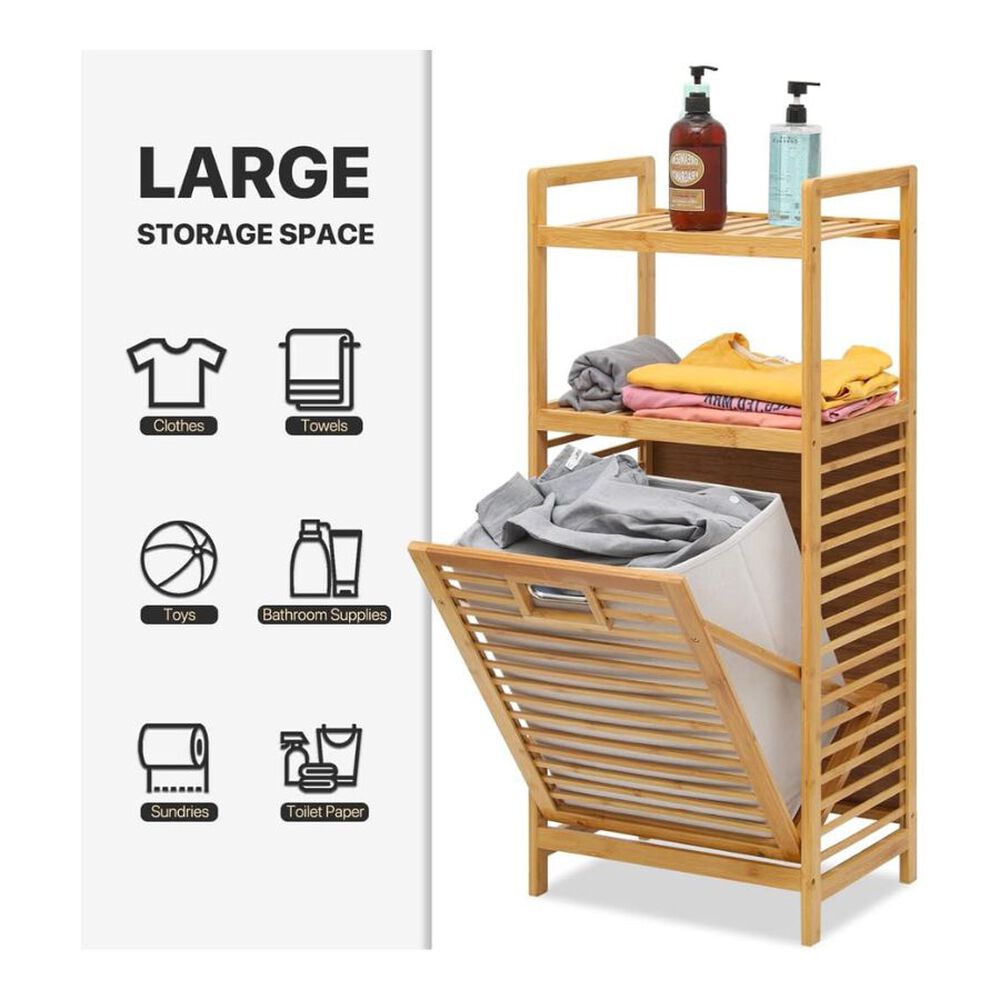 Organizador De Ropa Sucia 3 Niveles Con Canasta Plegable image number 4.0