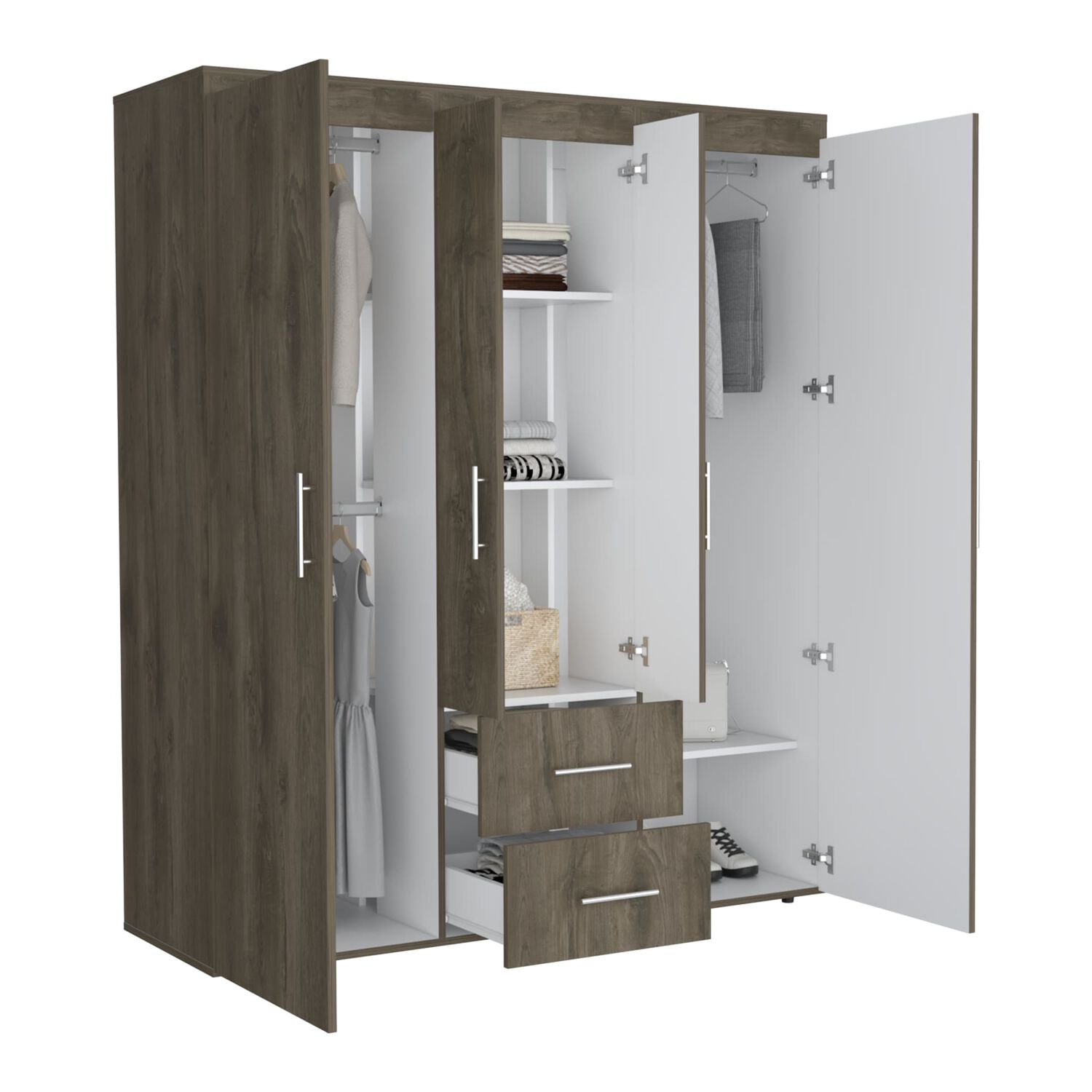 Closet 4 Puertas Fm Melamina 177,9x150,3x50,4 Cm Caf&eacute; Oscuro image number 1.0