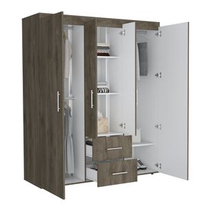 Closet 4 Puertas Fm Melamina 177,9x150,3x50,4 Cm Caf&eacute; Oscuro