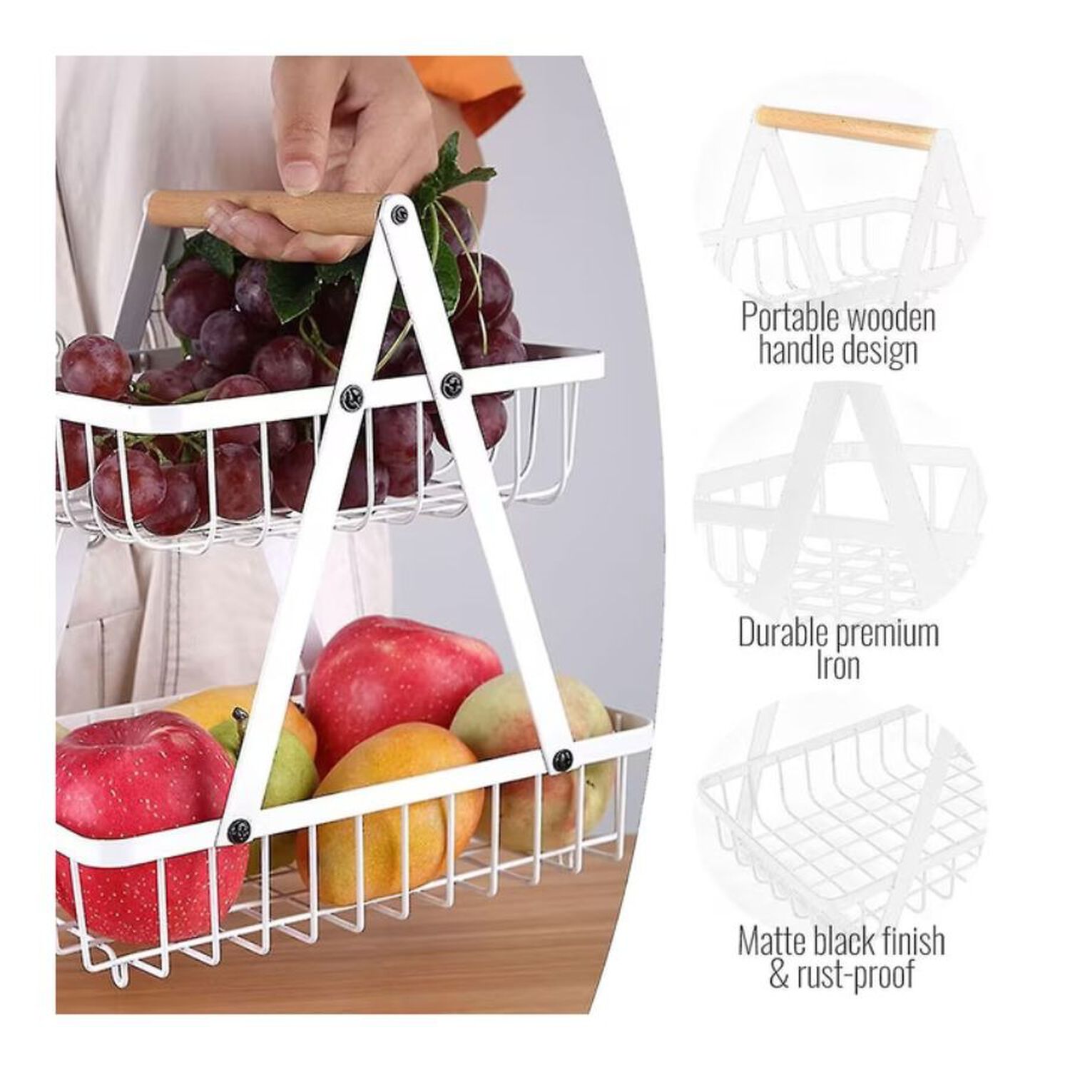 Frutera Panera Rack Organizador Metal 2 Niveles Rectangular image number 2.0