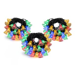 Set 3 Luces Navidad Led Campana Solar 4m Rgb Decoracion