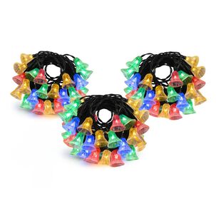 Set 3 Luces Navidad Led Campana Solar 4m Rgb Decoracion Set 3 Luces Navidad Led Campana Solar 4m Rgb Decoracion