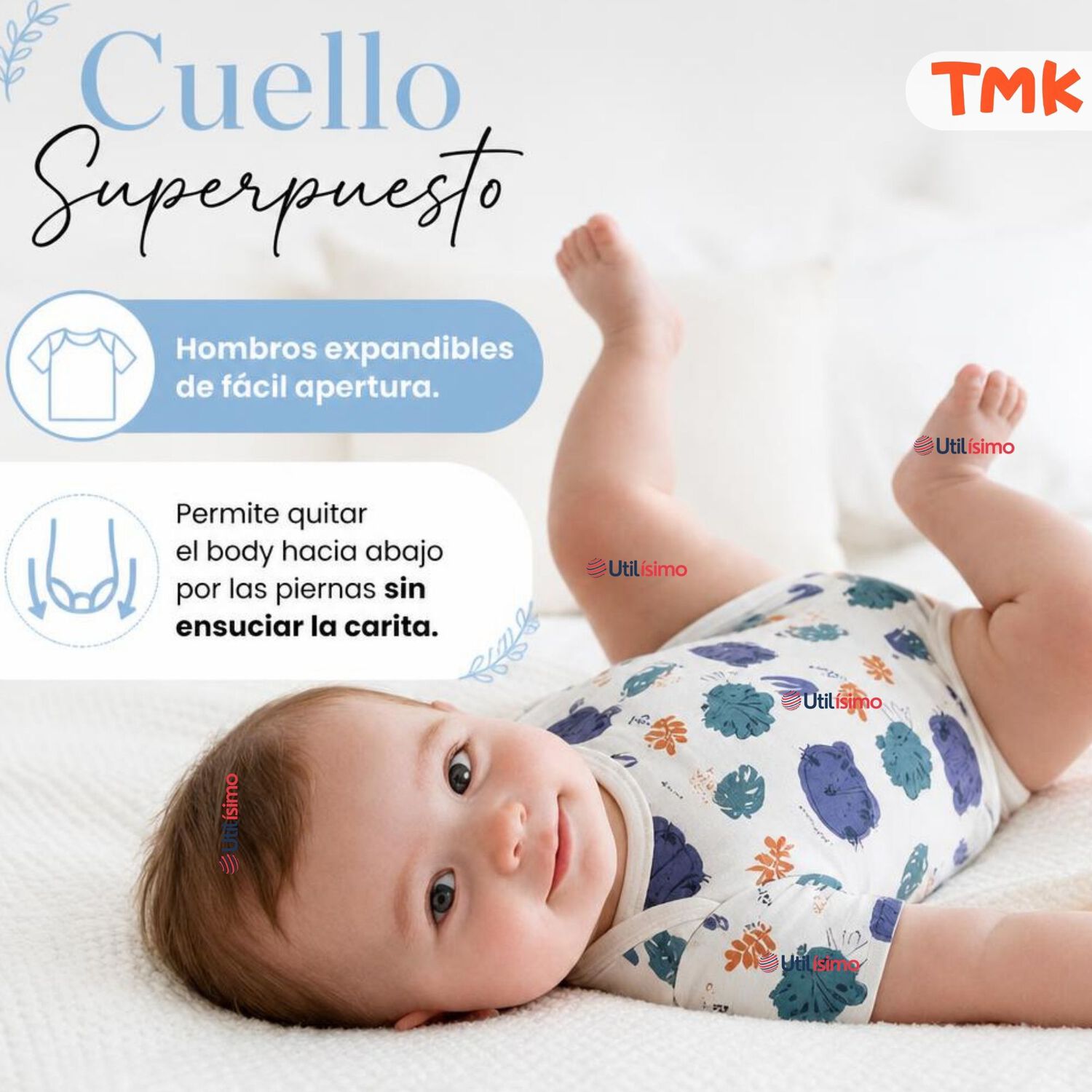 Pack 5 Bodys Manga Corta 100% Algod&oacute;n Tedmimak Ni&ntilde;o Blue Jungle image number 7.0