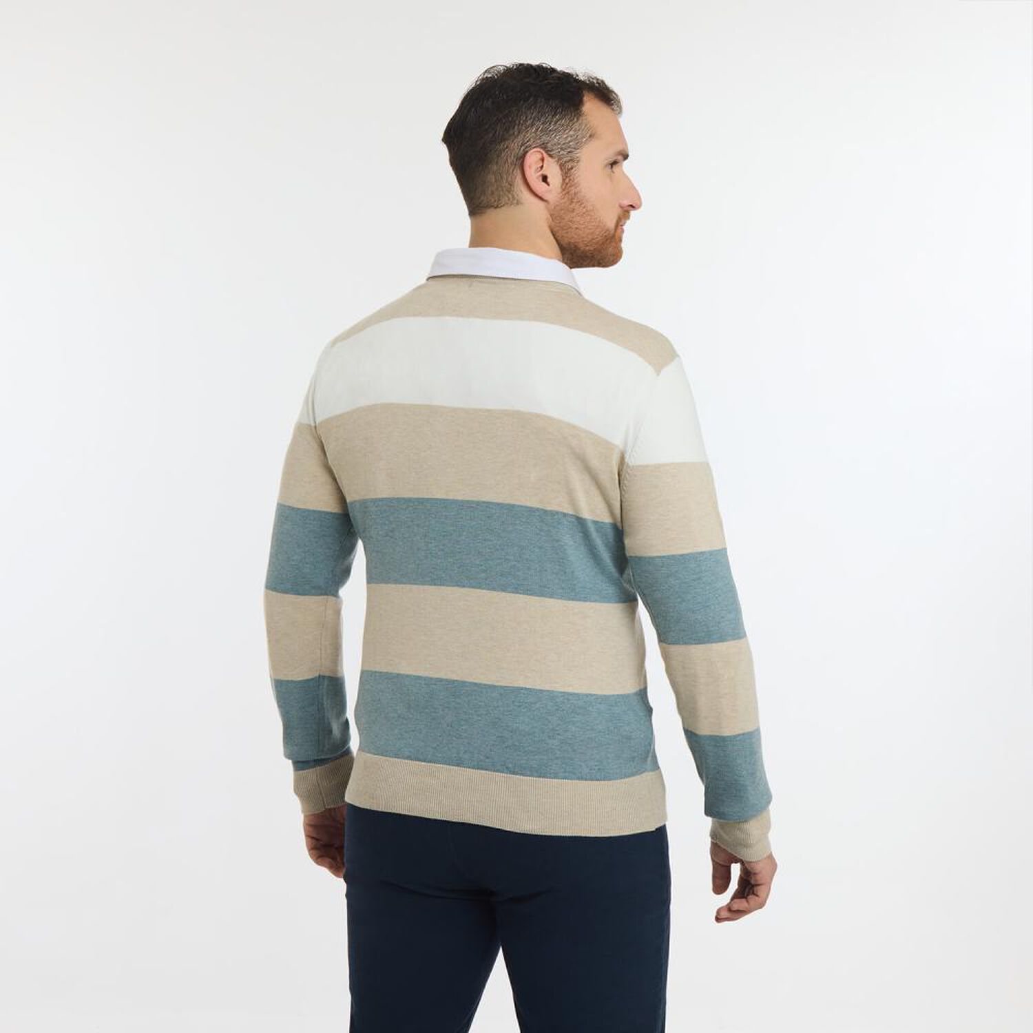 Sweater Rayas Regular Manga Larga Cuello Redondo Hombre Herald image number 3.0