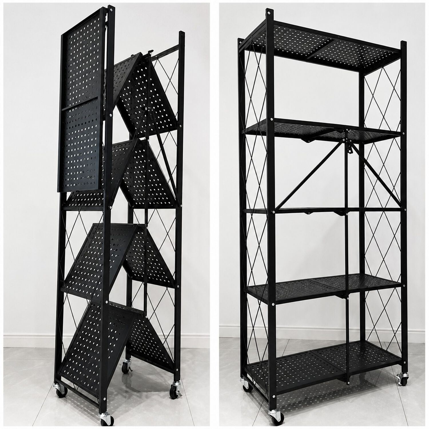 Estante Plegable 5 Niveles Organizador Cocina Acero Carbono Negro image number 3.0