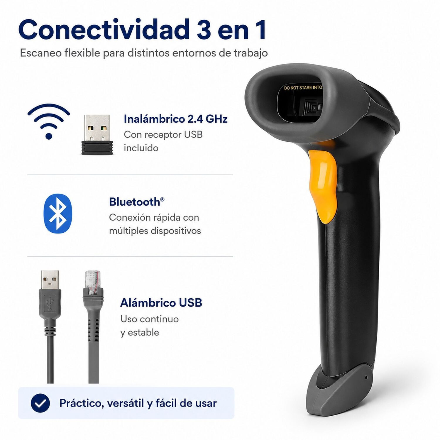 Lector C&oacute;digo Barras Inal&aacute;mbrico Bscbt8 2.4g Bluetooth Ccd image number 2.0