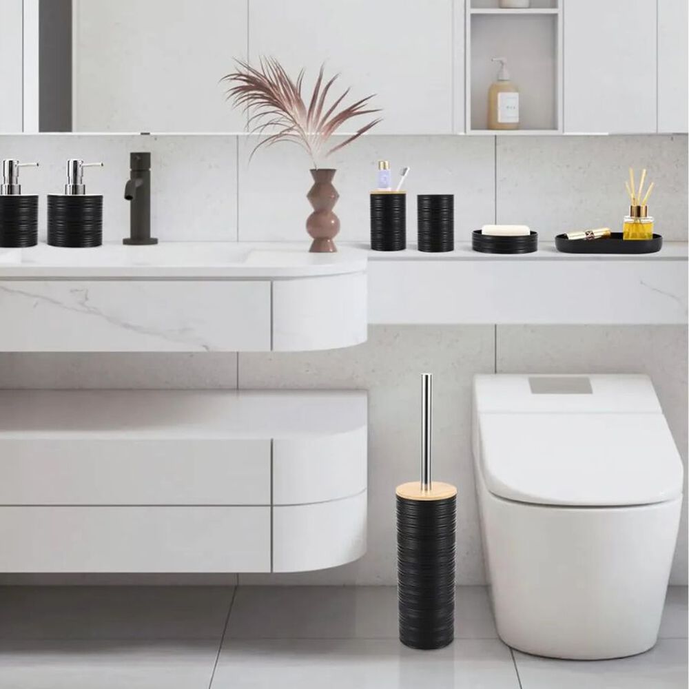 Cepillo De Ba&ntilde;o Con Tapa De Bamboo 41x92 Cm Negro image number 1.0