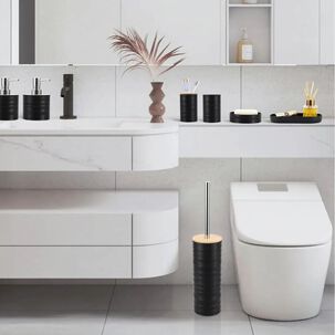 Cepillo De Ba&ntilde;o Con Tapa De Bamboo 41x92 Cm Negro