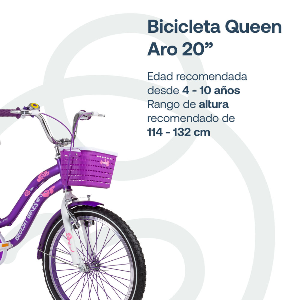 Bicicleta Infantil Queen Aro 20 Morada Bebesit image number 2.0