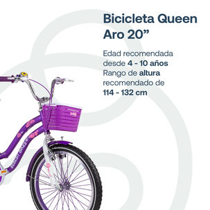 Bicicleta Infantil Queen Aro 20 Morada Bebesit