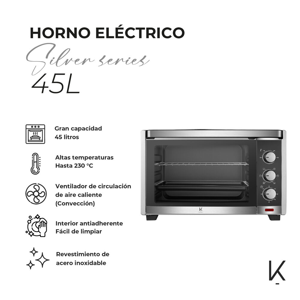 Horno Eléctrico Silver Series 45 Litros Kitchen-it image number 2.0