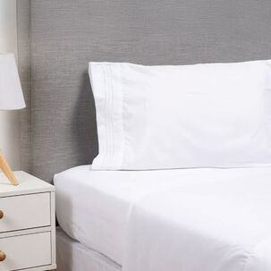 Sabana 1800 Hotel Ultra Suave + Funda Bordada. 1.5 Plazas Blanco