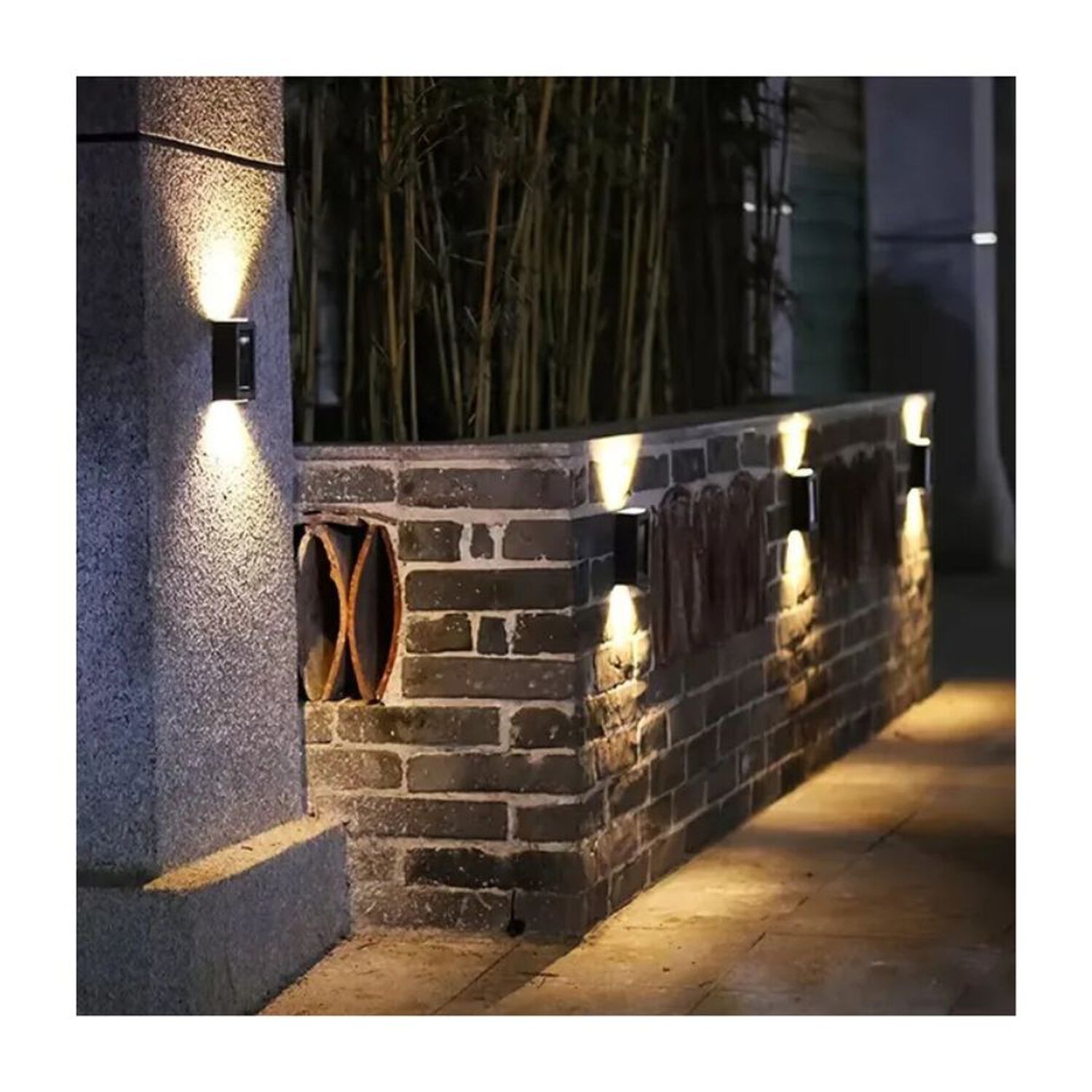 Pack 2 Aplique Led Solar Pared Exterior Escaleras Jard&iacute;n Negro Luz Fr&iacute;a image number 2.0