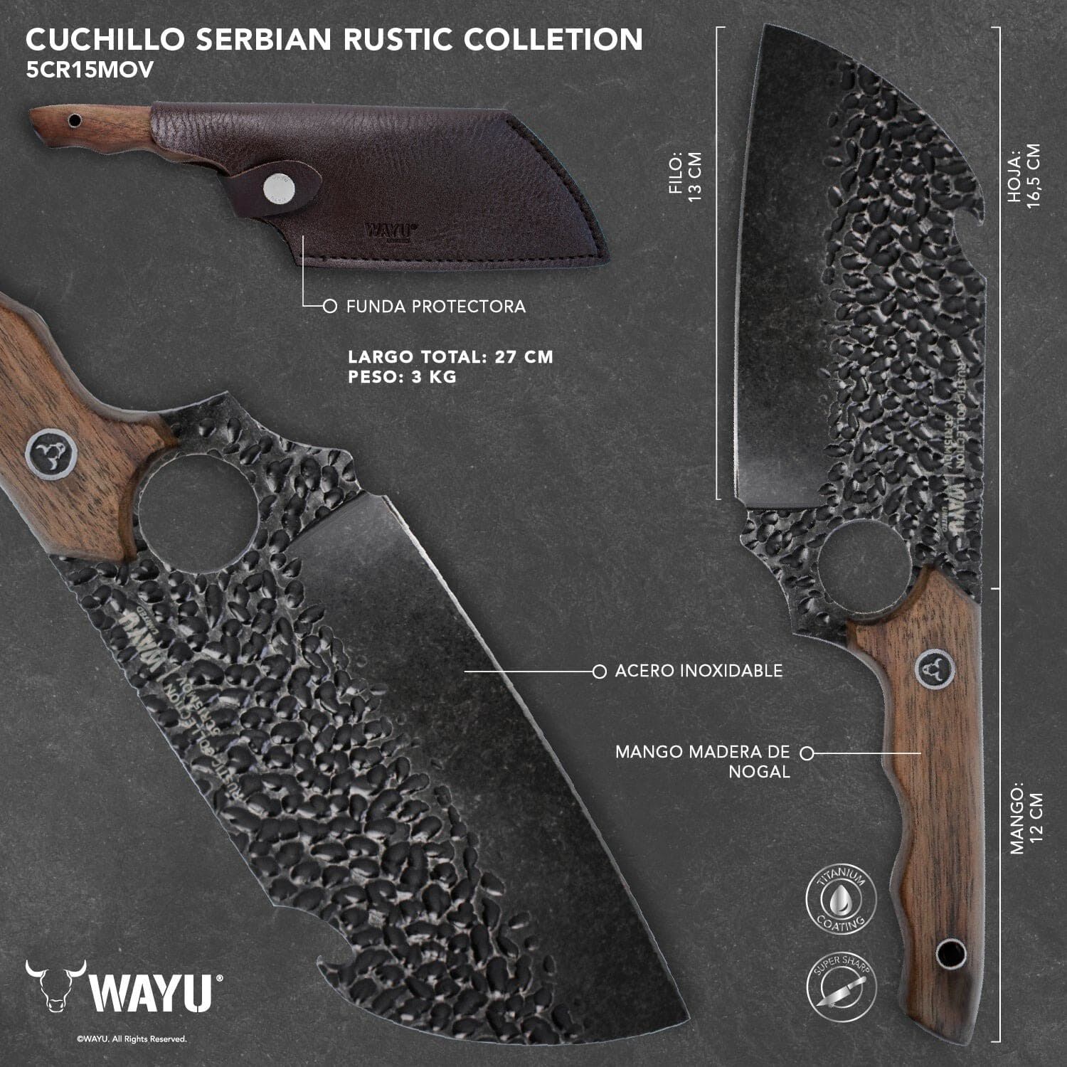 Cuchillo Serbian Con Funda Rustic Colecction Wayu image number 2.0