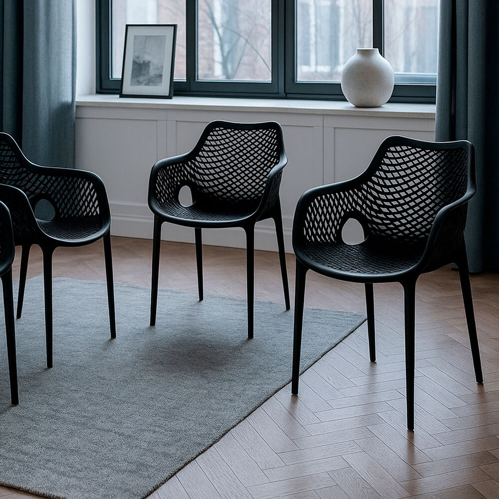 Set 4 Sillas Terraza Plástica Qatar Negra image number 1.0