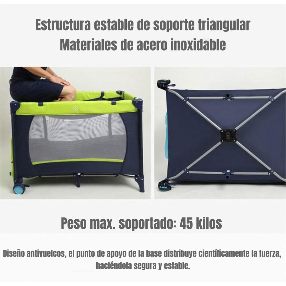 Cuna Corral Con Mudador Mosquitero Colch&oacute;n Azul Lubabycas image number 0.0