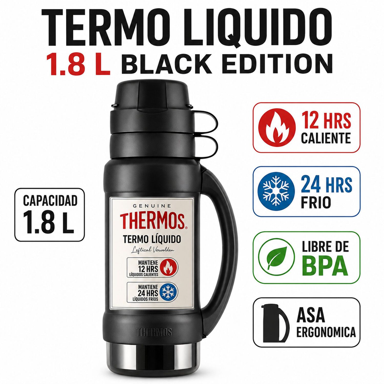 Termo Para L&iacute;quidos 1.8 Litros Thermos 35-180-c8 Black image number 7.0