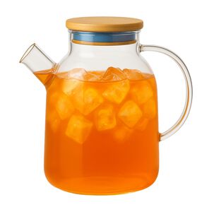 Tetera Vidrio 1800ml Con Tapa Bambu Mango Vidrio Tetera Te