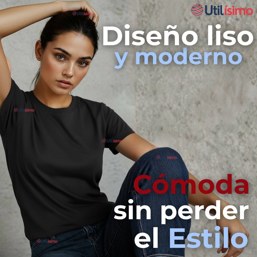 Polera Camiseta 100% Algodón Premium Manga Corta Básico Negro Mujer image number 4.0