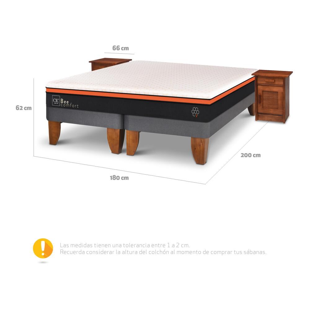 Cama Europea Cic Bee Comfort / King / Base Dividida + Velador image number 2.0