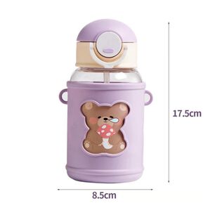 Botella De Agua Portatil 620ml Osito Kawaii Rojo Infantil