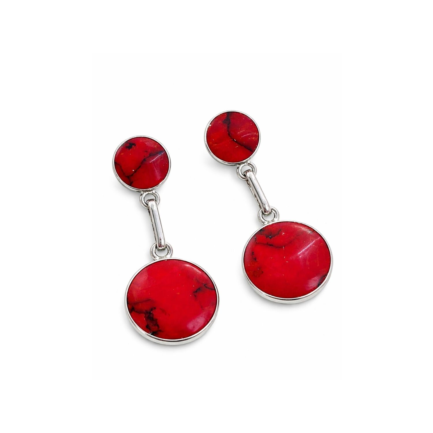 Aros Granate Circular Plata 950 Tornillo Mariposa Colgantes Mujer Elegantes Piedra Roja. image number 0.0