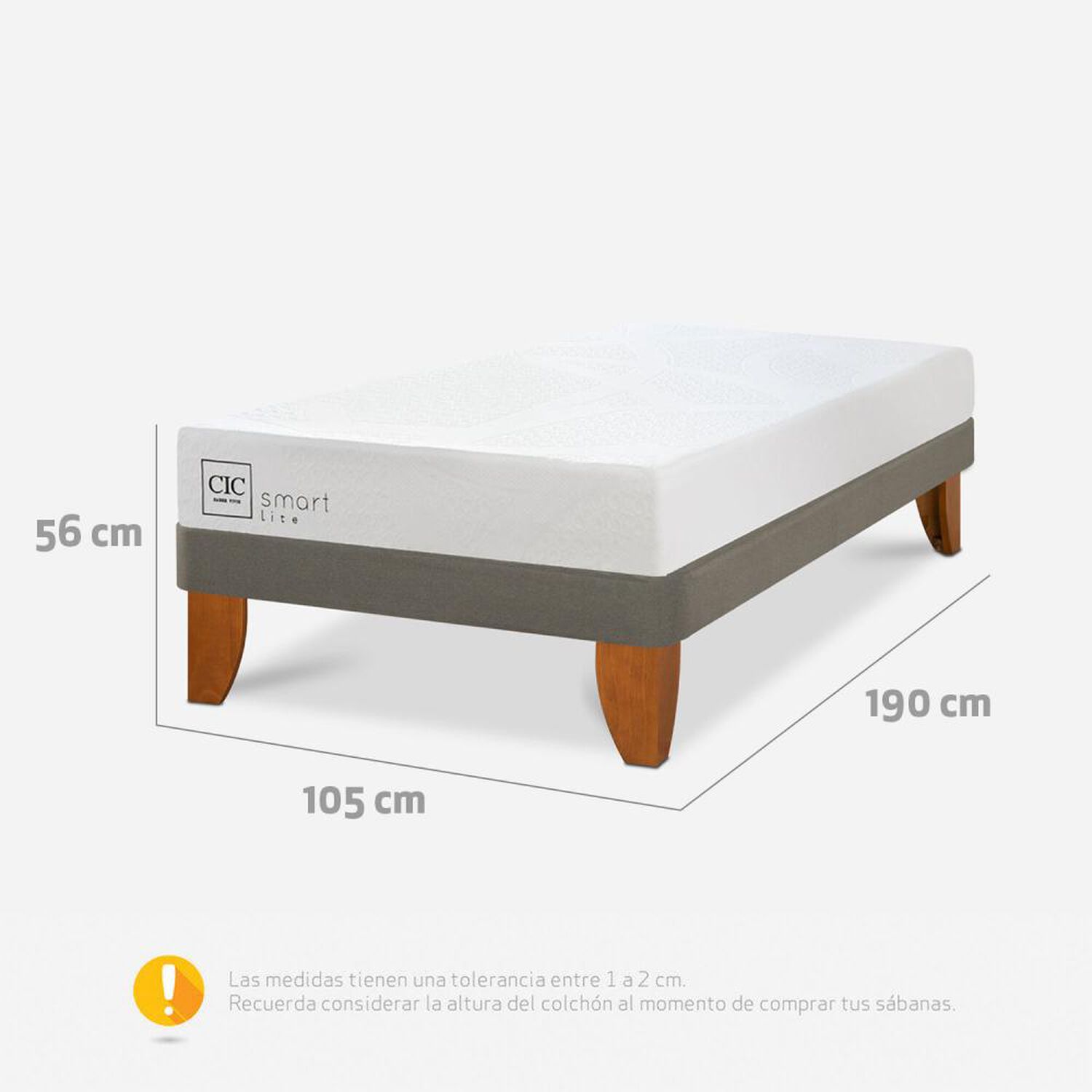Cama Europea Cic Smart Lite / 1.5 Plazas / Base Normal image number 2.0