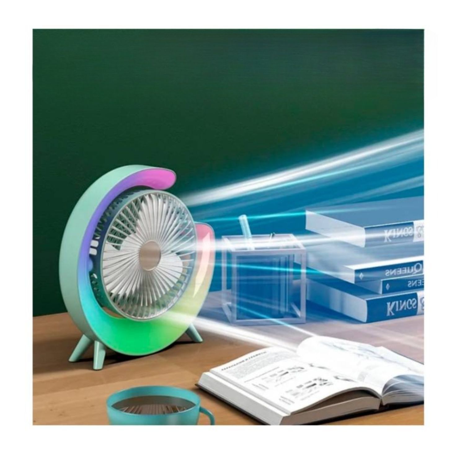 Ventilador De 3 Velocidades Para Escritorio Con Luces Rgb image number 1.0