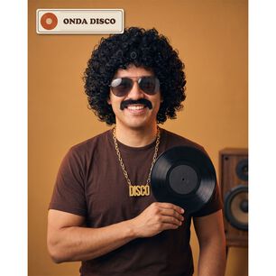 Set Disfraz Afro Retro Hombre A&ntilde;os 80 Onda Disco Pelo