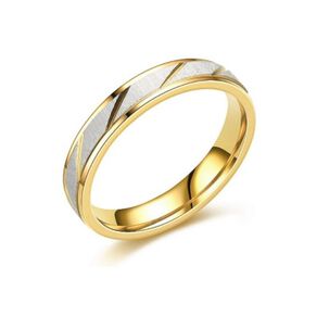 Anillos Compromiso Titanio Dorado Mate Con Zirconios Pulverizado Para Compromiso Dama Mujer Y Hombre/talla 7