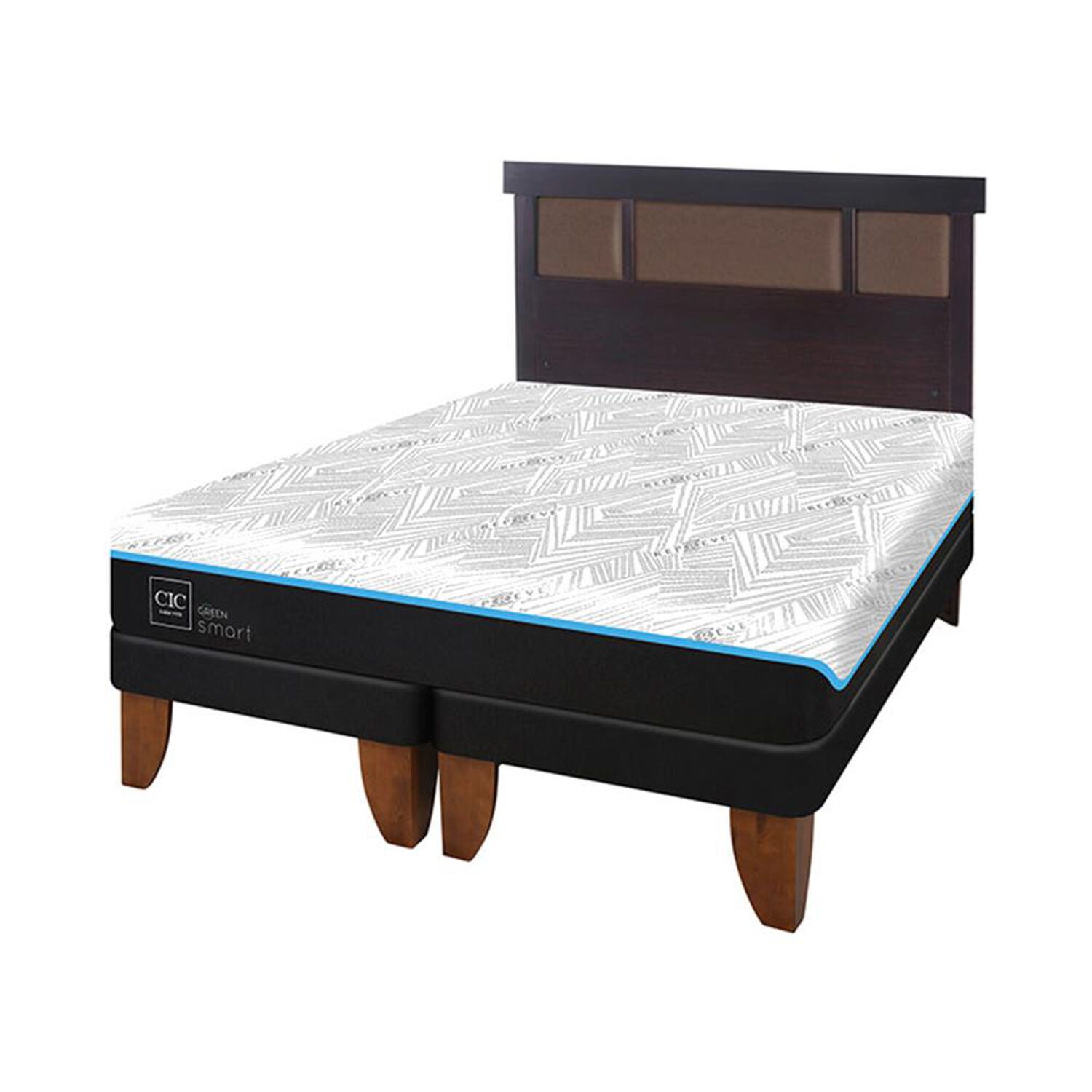 Cama Europea Cic Green Infinity / 2 Plazas / Base Dividida + Respaldo image number 1.0