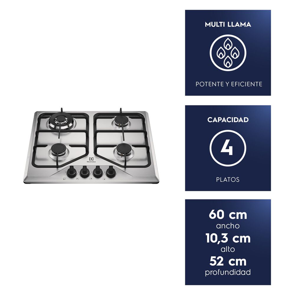 Encimera A Gas 4 Platos Experience Multi Llama Ke4xc Inox image number 1.0