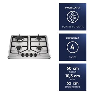 Encimera A Gas 4 Platos Experience Multi Llama Ke4xc Inox