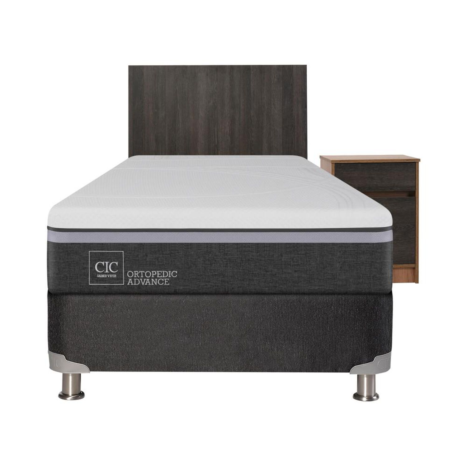 Box Spring Cic Ortopedic Advance B5 Black / 1.5 Plazas / Base Normal + Set De Maderas image number 0.0