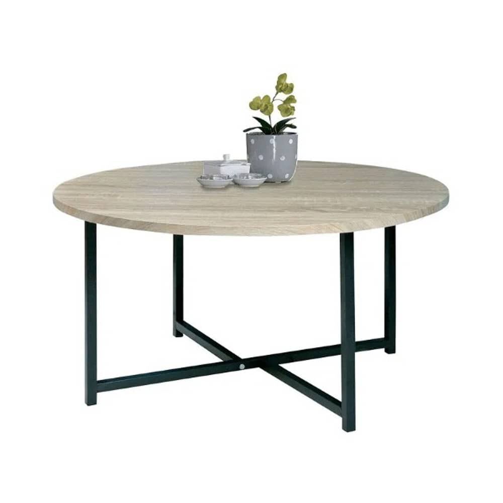 Mesa De Centro Redonda Para Living Con Tope Natural 80cm image number 0.0