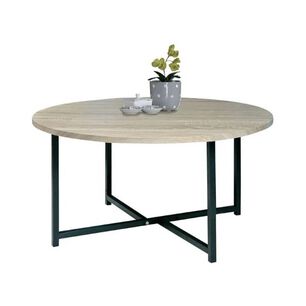 Mesa De Centro Redonda Para Living Con Tope Natural 80cm