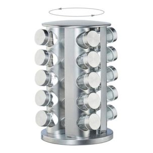 Set Condimentero Giratorio 16 Piezas Acero Inoxidable Plateado
