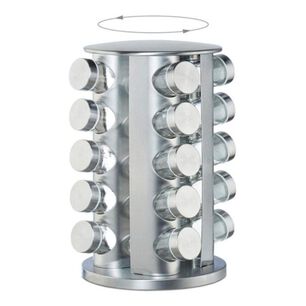 Set Condimentero Giratorio 16 Piezas Acero Inoxidable Plateado