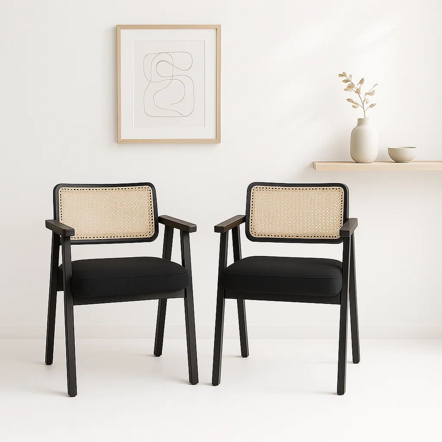 Pack De 2 Sitiales Acolchado Chandigarh Butaca Rattan - Negro image number 1.0