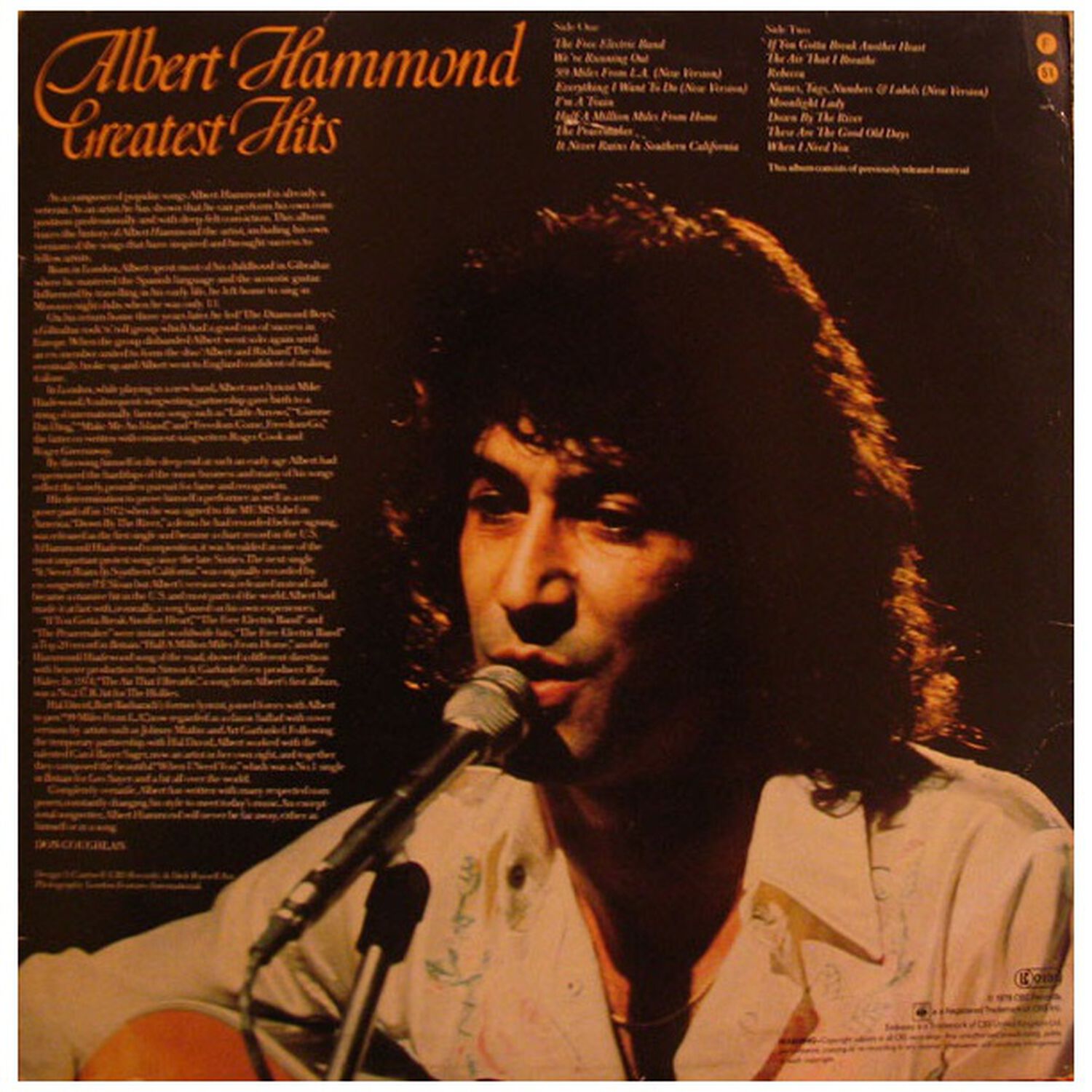 Albert Hammond - Greatest Hits | Vinilo Usado image number 1.0