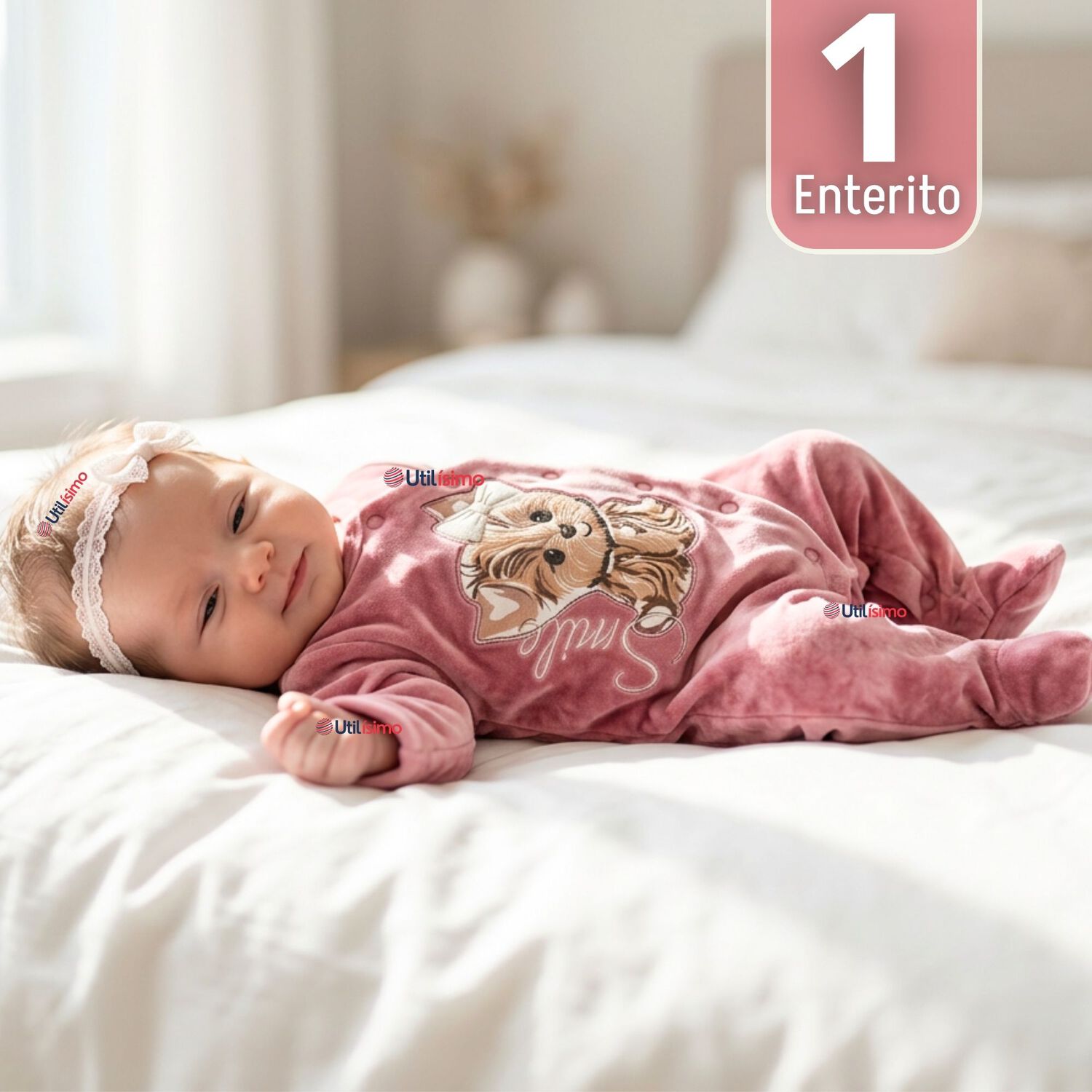 Enterito Tela Plush Rosado Beb&eacute; Ni&ntilde;a image number 0.0