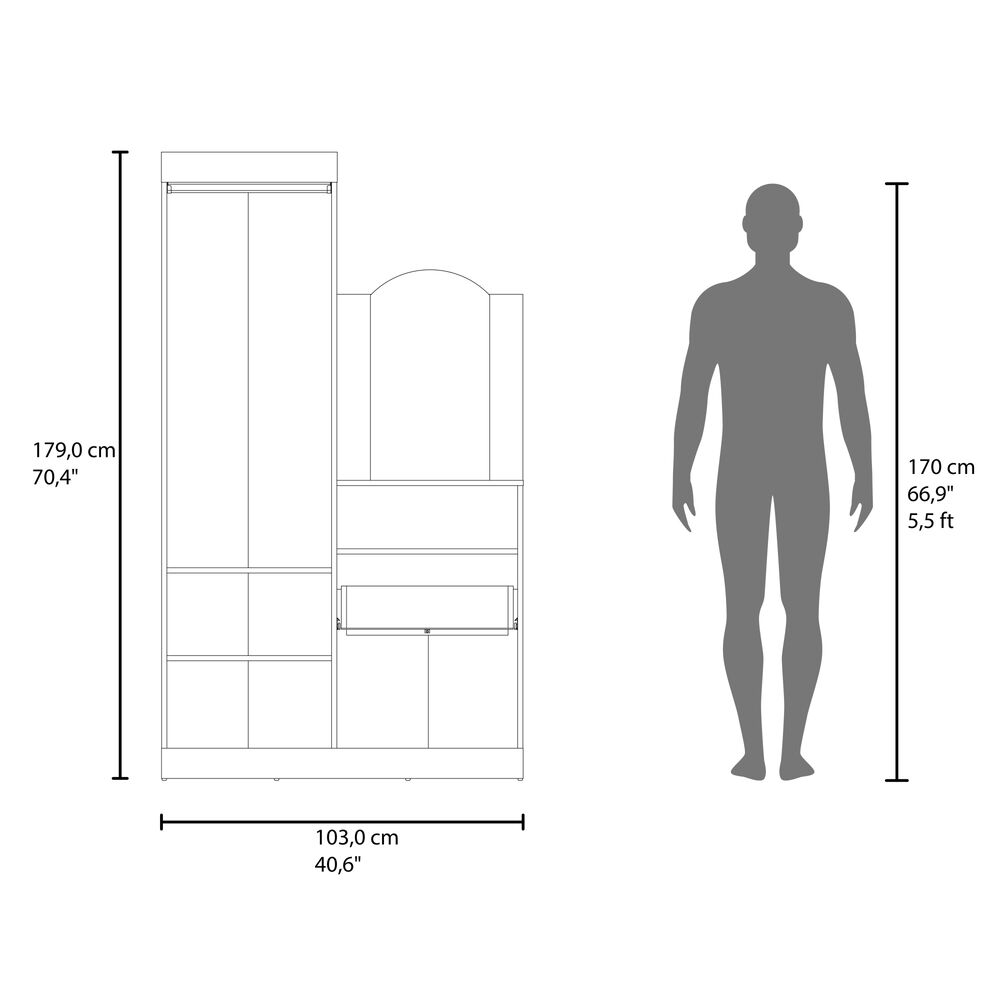 Closet Comoda Con Espejo 3 Puertas 1 Cajon image number 7.0