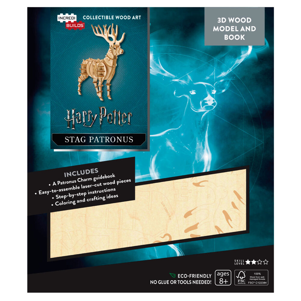 Harry Potter Stag Patronus Libro Y Modelo Armable En Madera image number 0.0